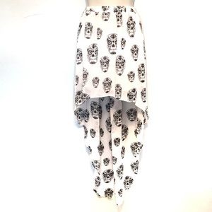 H&M Hi Low Black White Skull Skirt